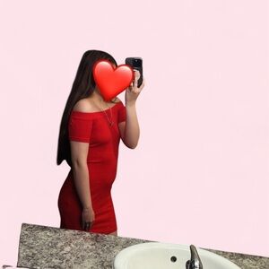 rue21 Red Ribbed Off-Shoulder dress